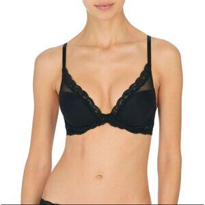 Natori Feathers Underwire Bra 36C Black Lace Nylon Mesh 730023